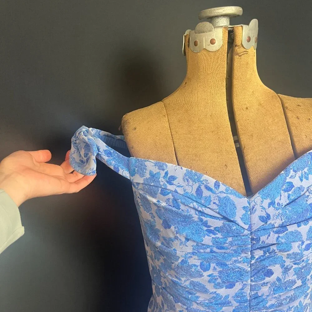 Theia Eliza Ruched Jacquard Midi Dress - Picture 3 of 10